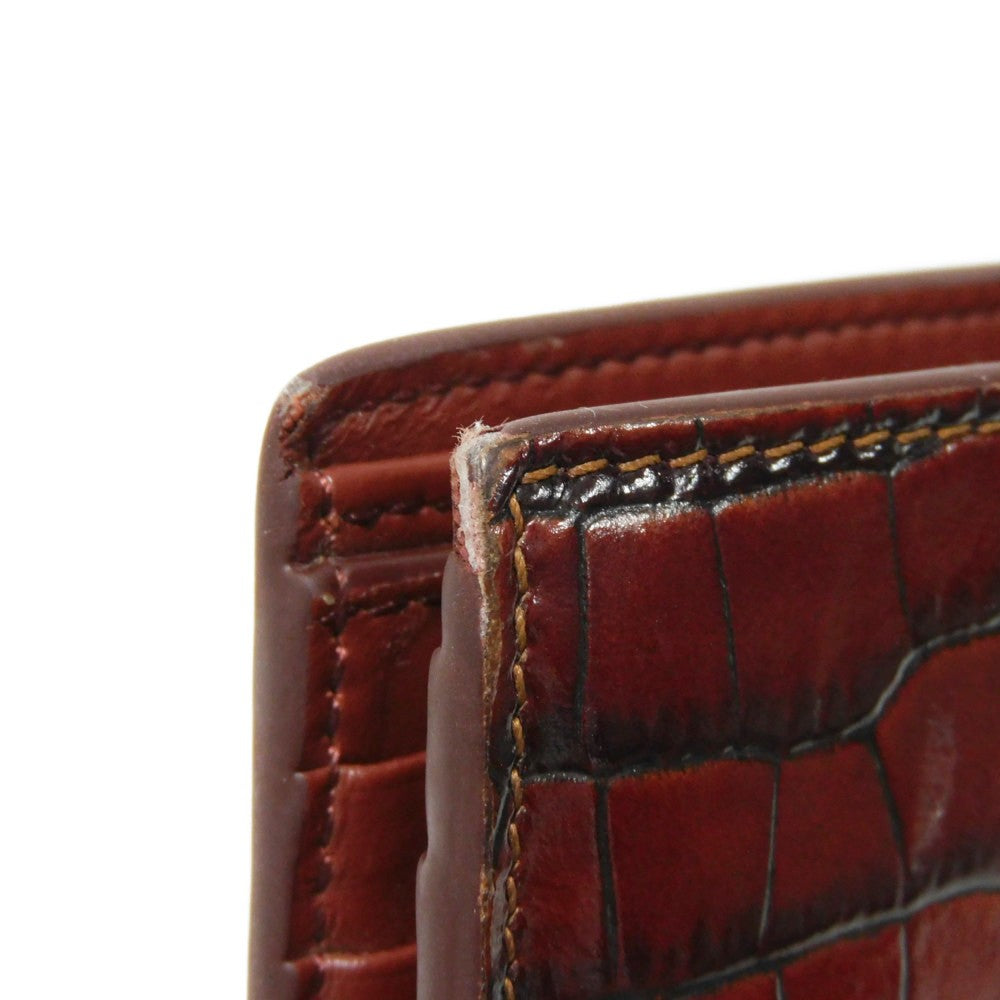 Celine Bifold Wallet Croc-Embossed Calfskin