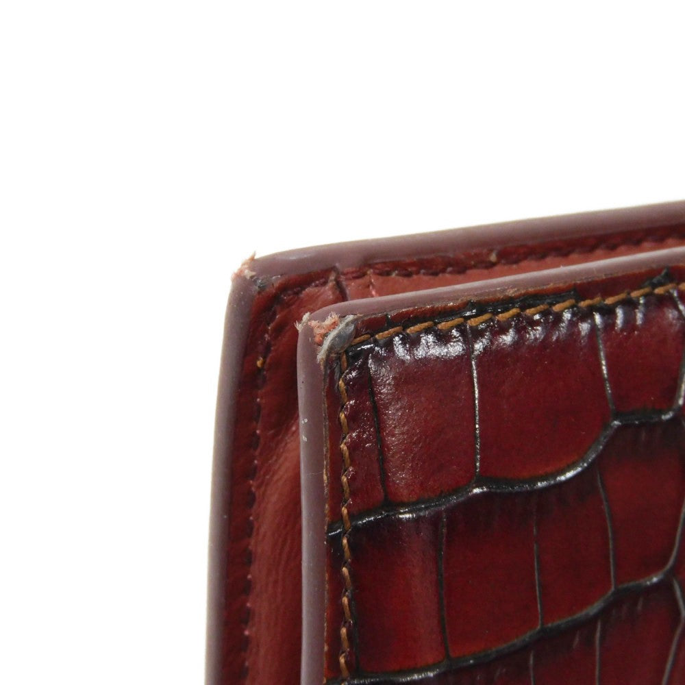 Celine Bifold Wallet Croc-Embossed Calfskin