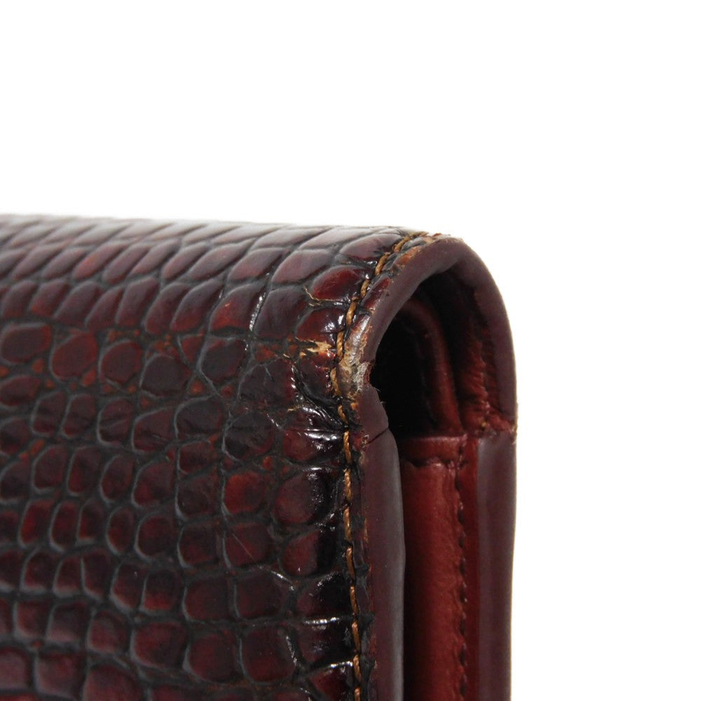 Celine Bifold Wallet Croc-Embossed Calfskin