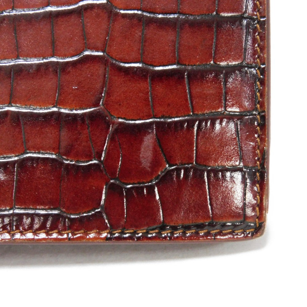 Celine Bifold Wallet Croc-Embossed Calfskin