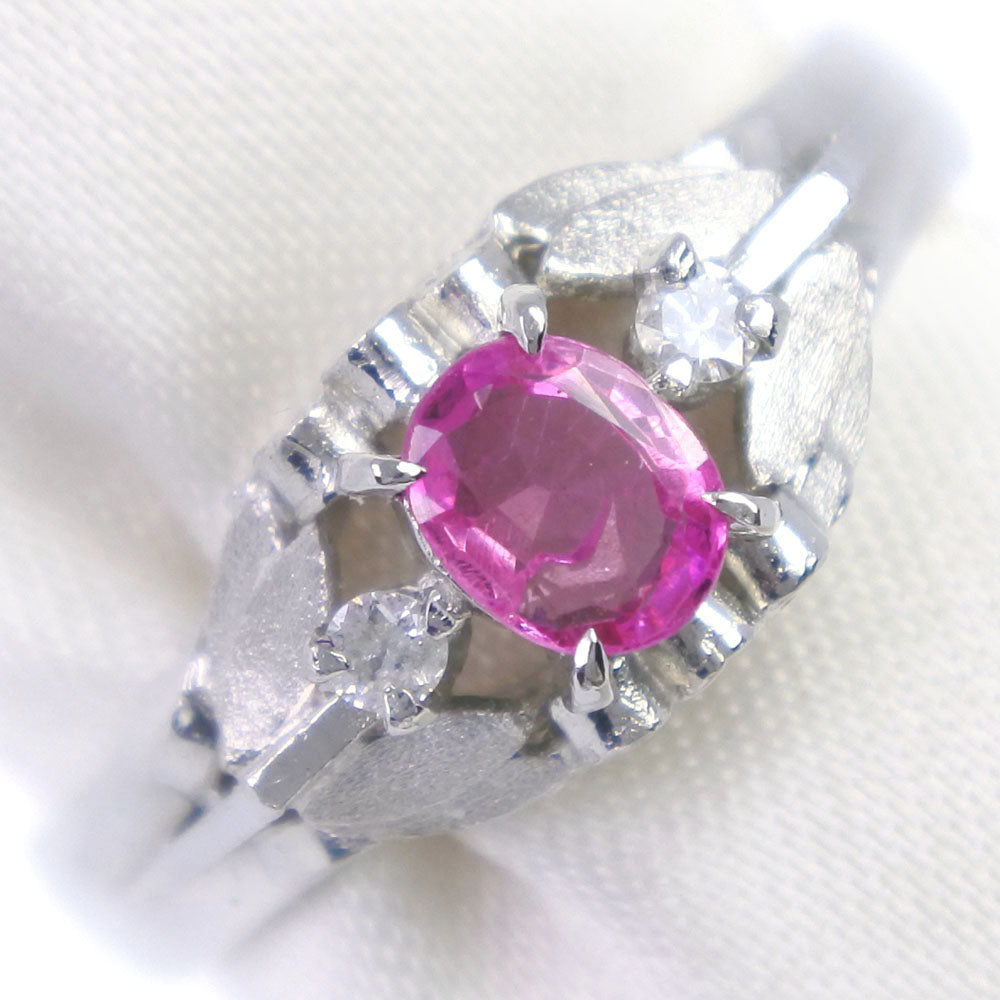 Pt900 Platinum Ruby Diamond Ring