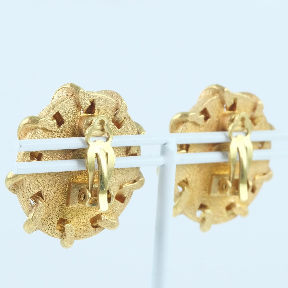 Chanel Gold Plated Leather Earrings