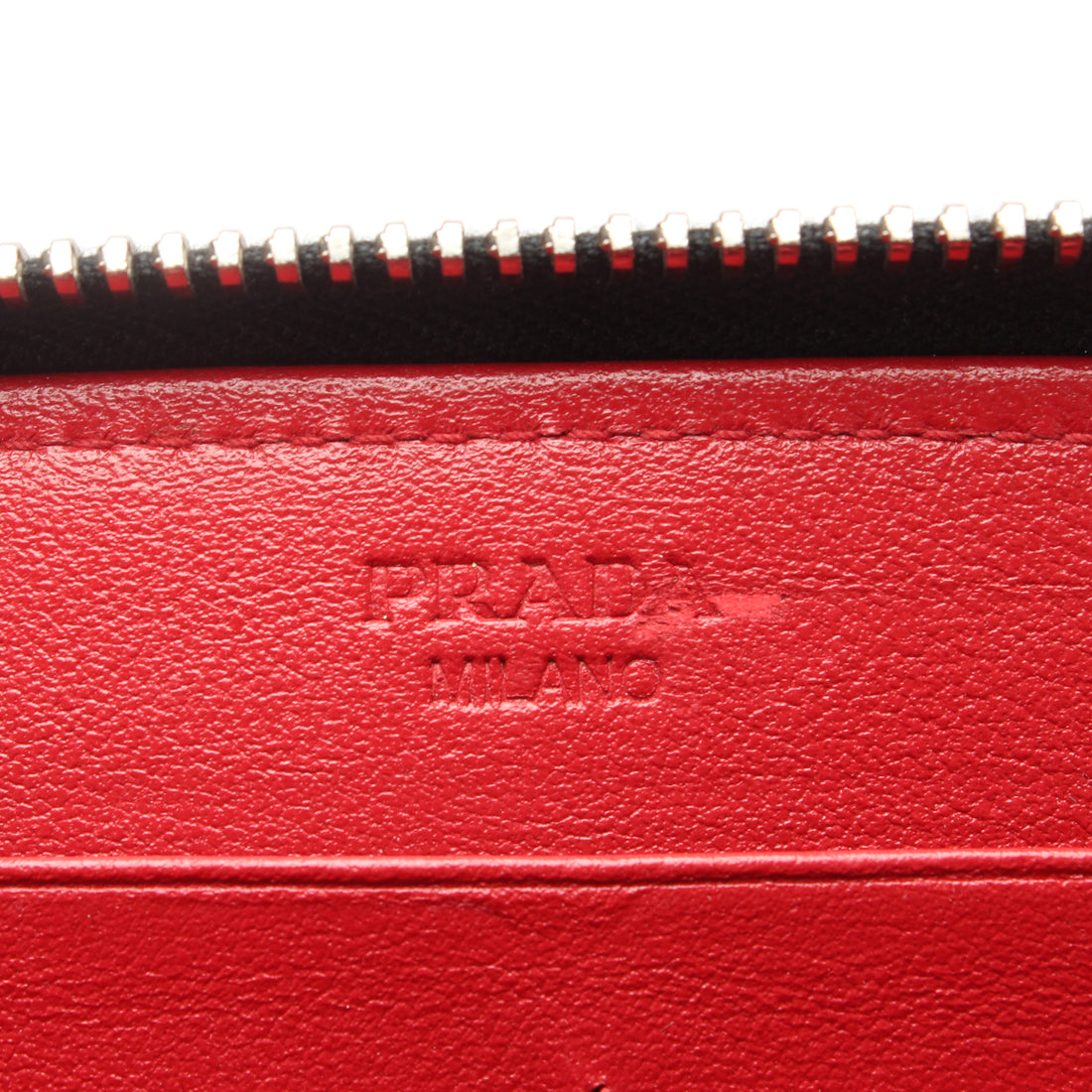 Prada Studded Leather Zip Around Wallet Leather Long Wallet in Very Good Condition