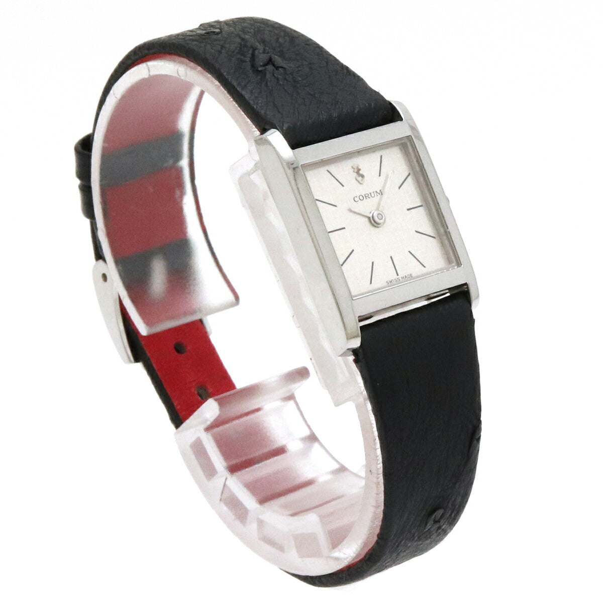 CORUM Silver Dial Ostrich Leather Women's Watch