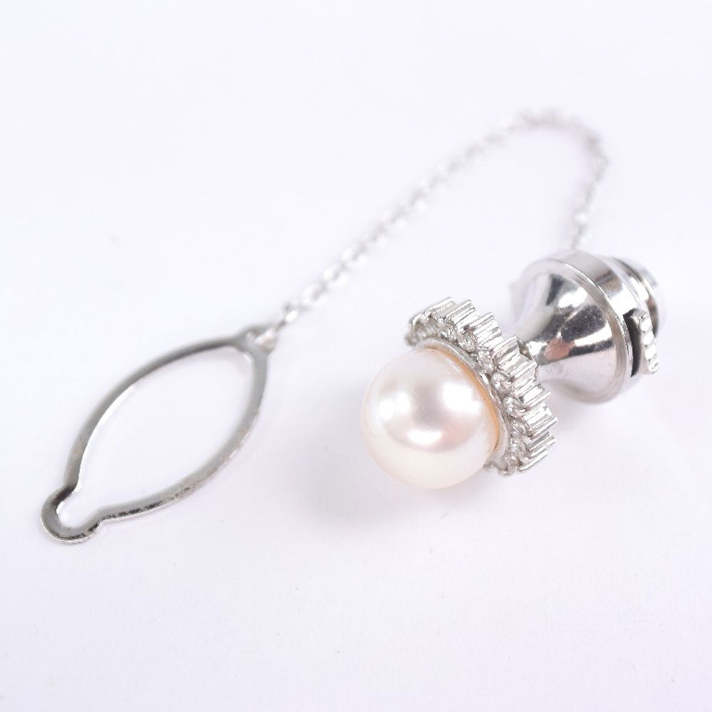 Pearl Diamond Tie Pin Pt900 Platinum