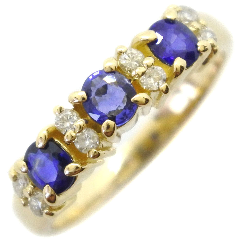 K18 Gold Sapphire Diamond Ring Size 7.5