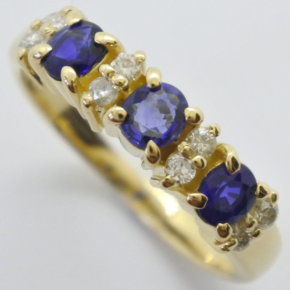 [LuxUness]  Size 7.5 Ring in K18 Yellow Gold with Sapphire and Diamonds, Women's Metal Ring in Excellent condition