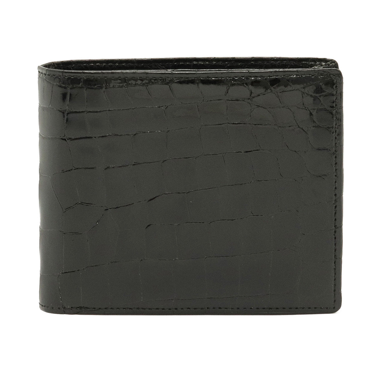 Crocodile Leather Bifold Wallet Black in Pristine Condition