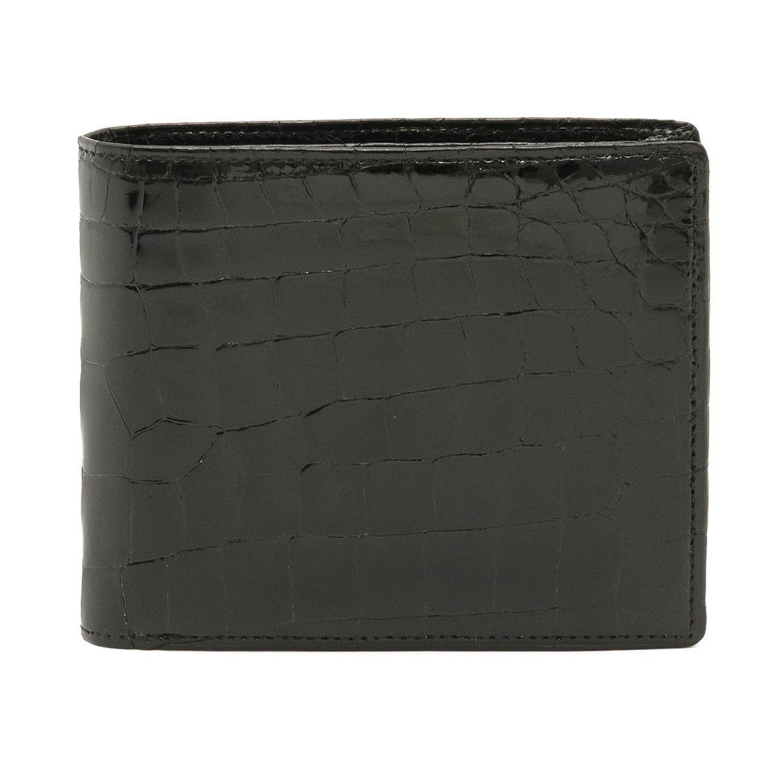 Crocodile Leather Bifold Wallet Black