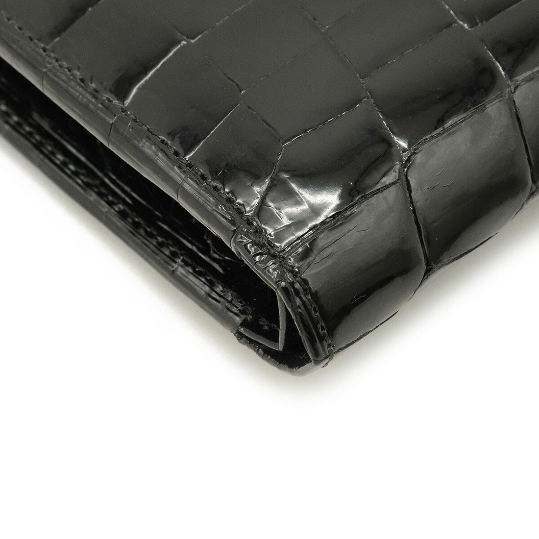 Crocodile Leather Bifold Wallet Black