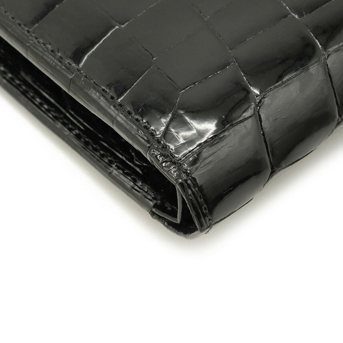 Crocodile Leather Bifold Wallet Black in Pristine Condition