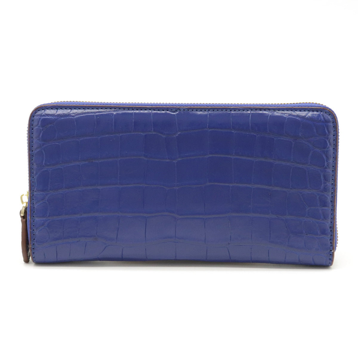 Crocodile Leather Zip Around Wallet Blue in Pristine Condition