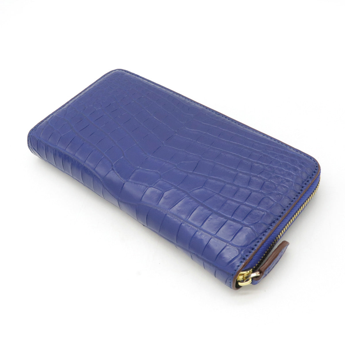 Crocodile Leather Zip Around Wallet Blue in Pristine Condition