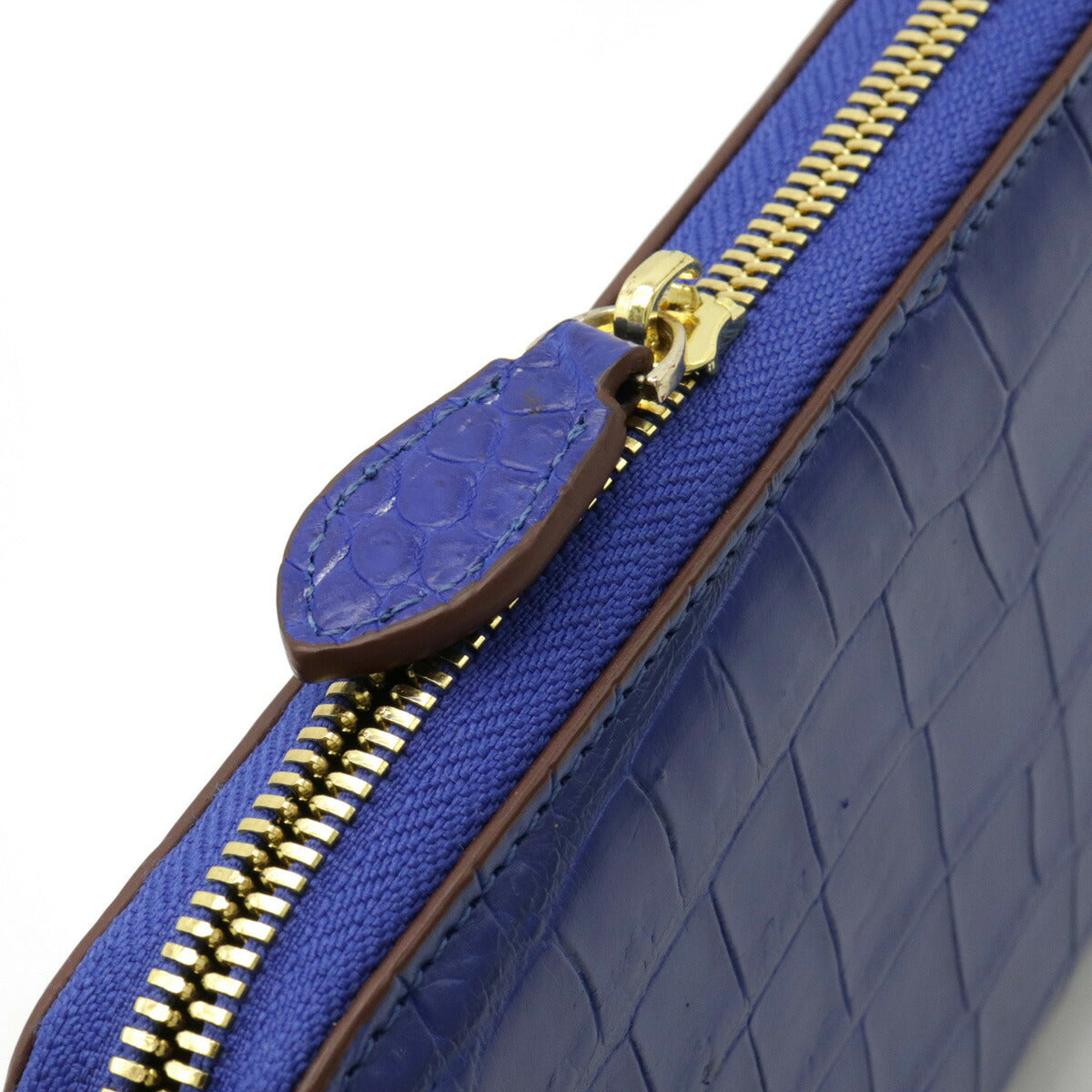 Crocodile Leather Zip Around Wallet Blue in Pristine Condition