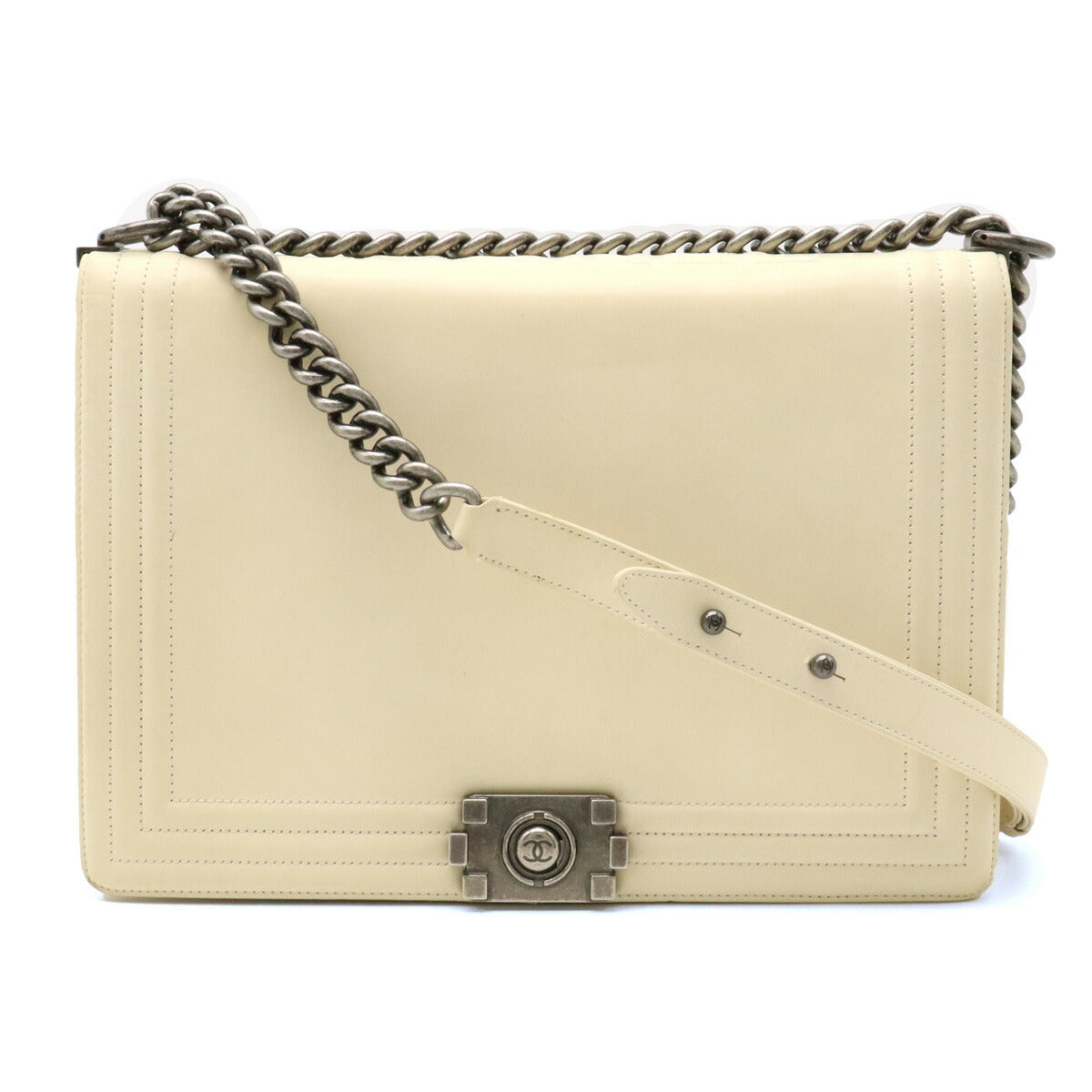 Chanel Boy Leather Shoulder Bag Ivory