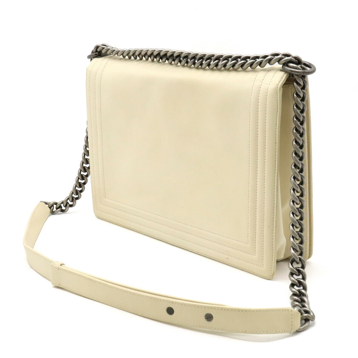 Chanel Boy Leather Shoulder Bag Ivory