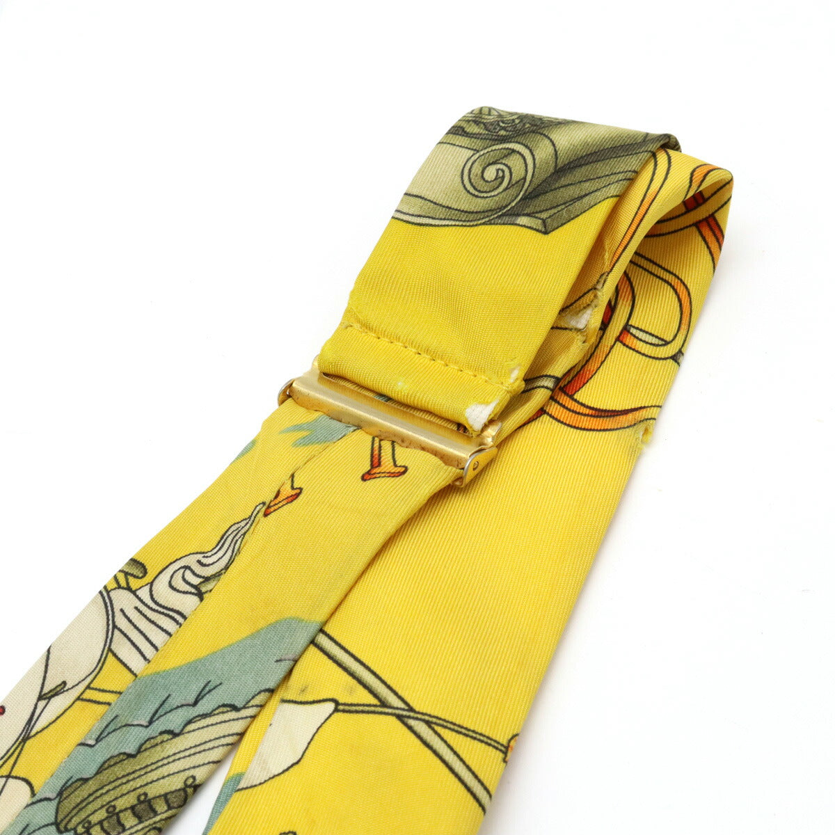 Hermes Silk Leather Suspenders Yellow