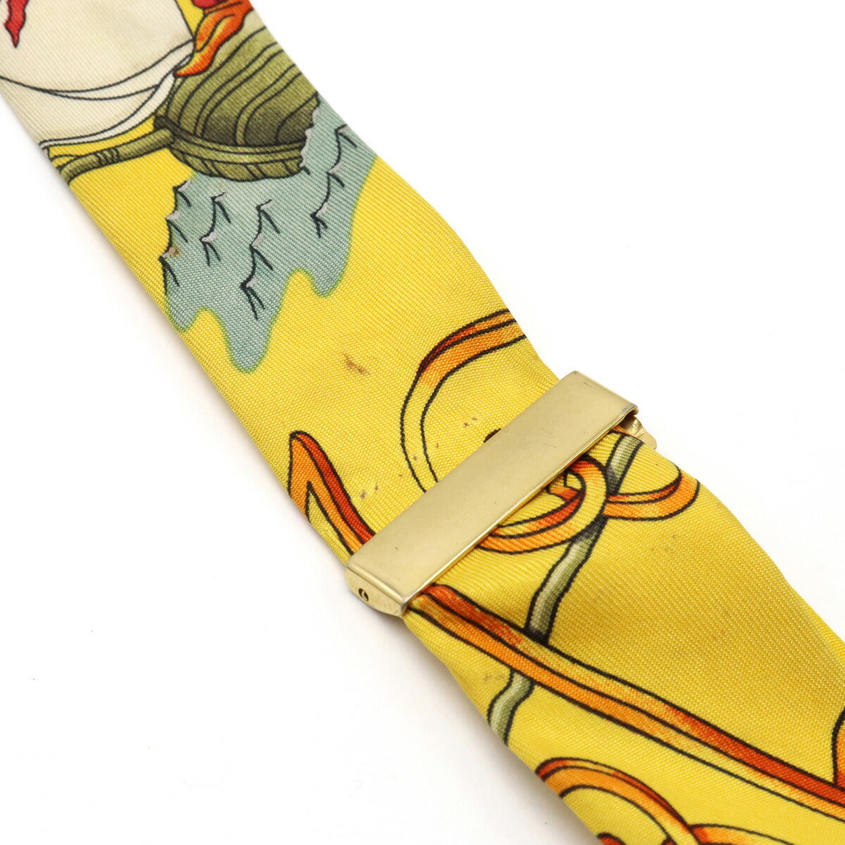 Hermes Silk Leather Suspenders Yellow