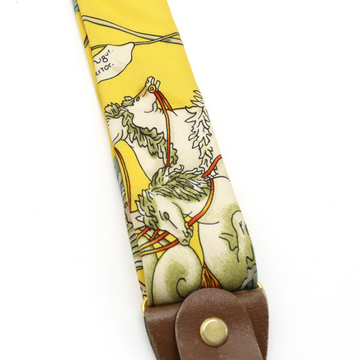 Hermes Silk Leather Suspenders Yellow