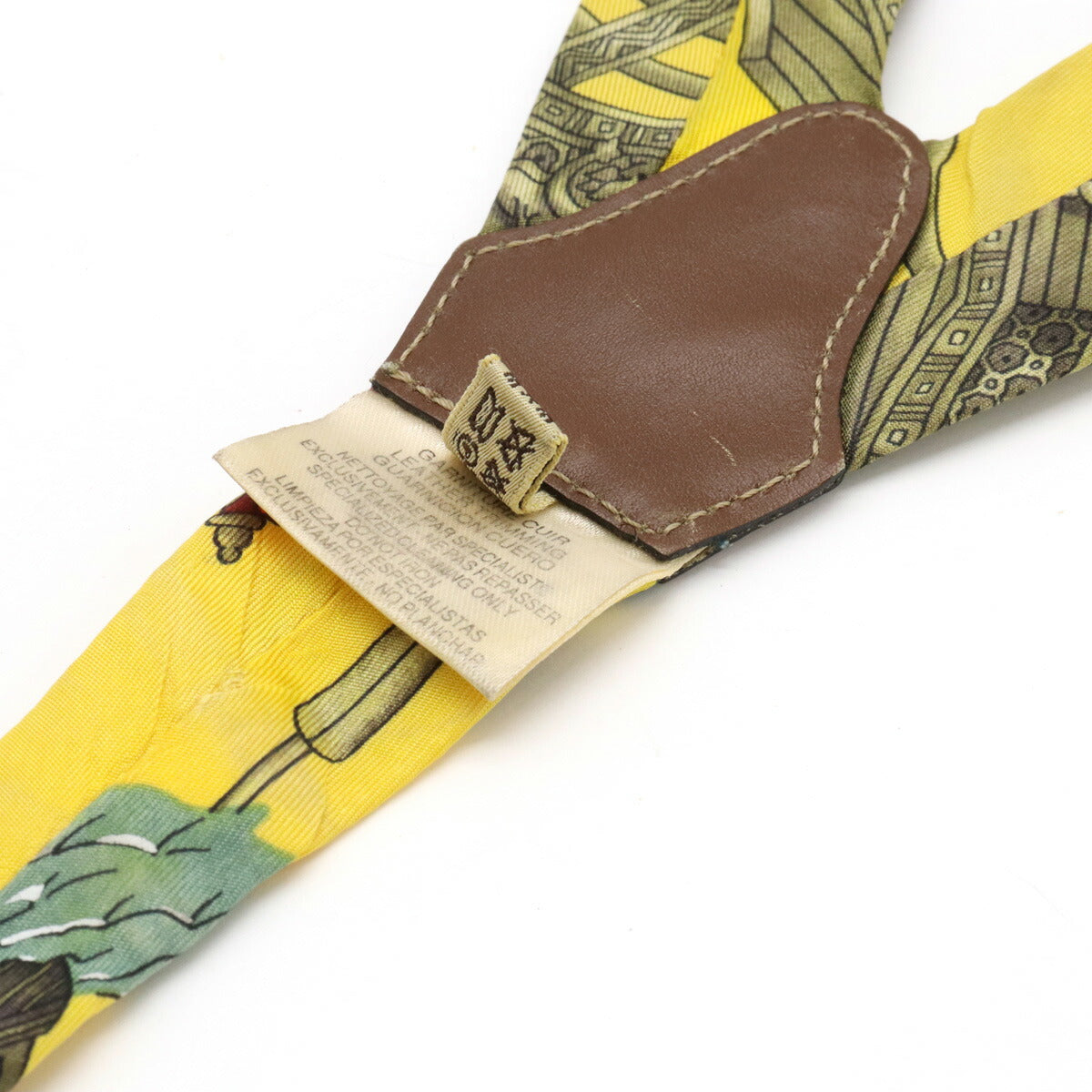 Hermes Silk Leather Suspenders Yellow