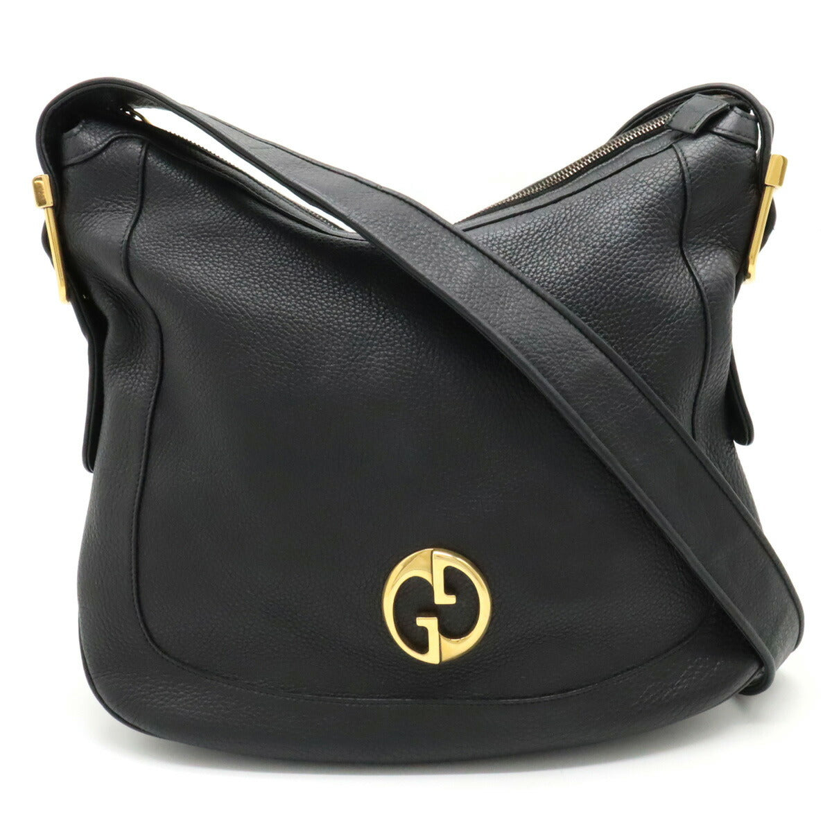 Gucci Leather Interlocking G Shoulder Bag Black in Very Good Condition