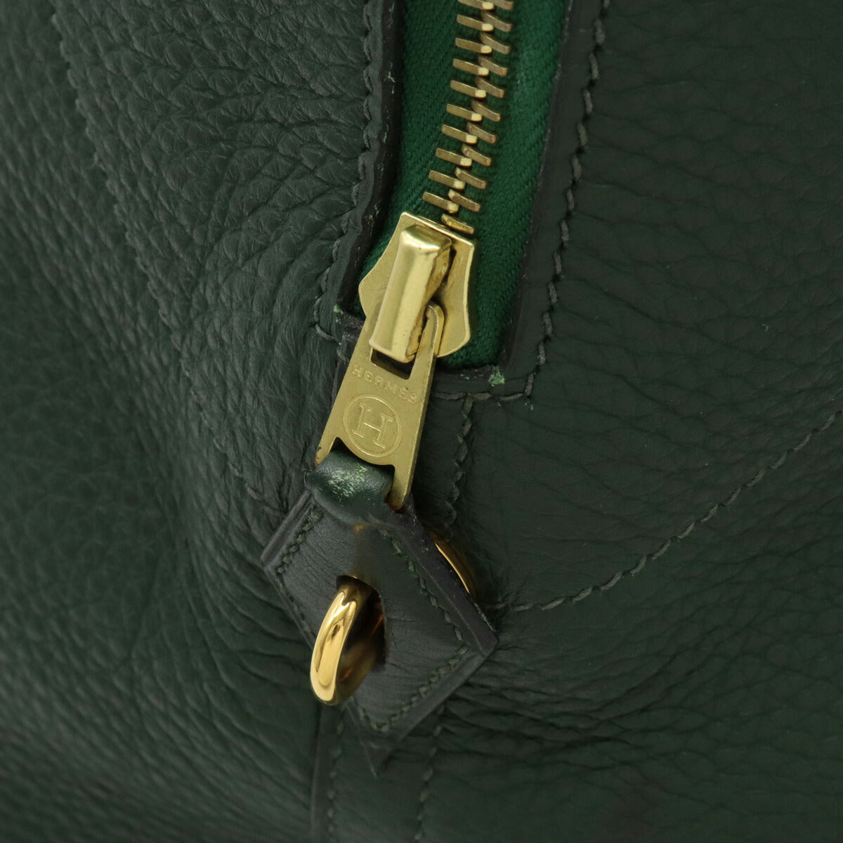 Hermes Bolide 45 Boston Bag Green Leather