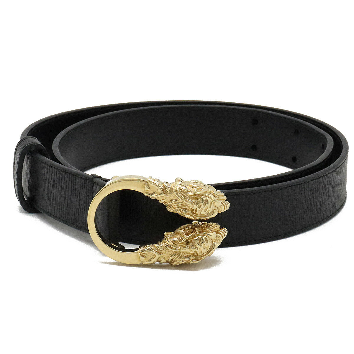 Gucci Leather Double Tiger Head Belt Black