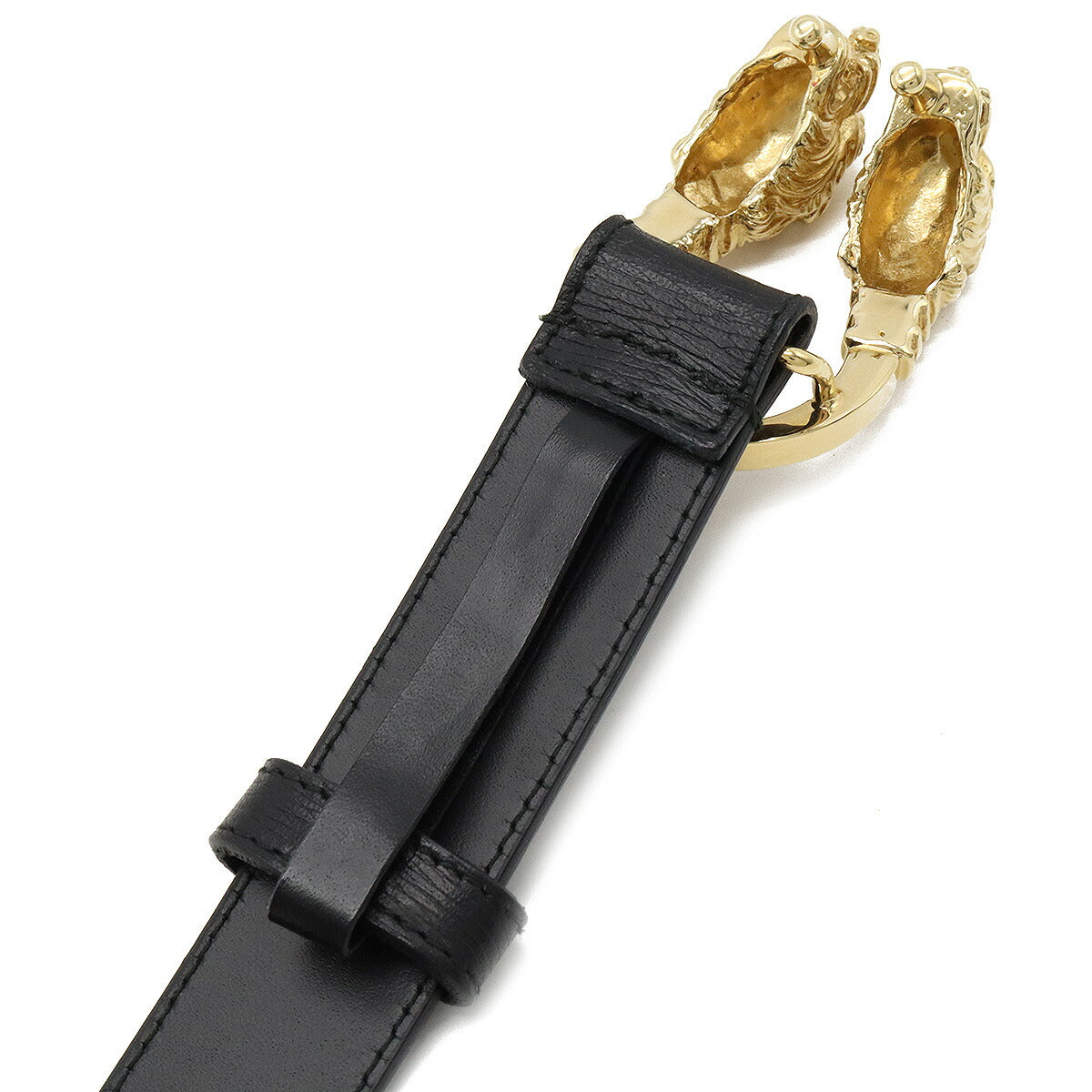 Gucci Leather Double Tiger Head Belt Black