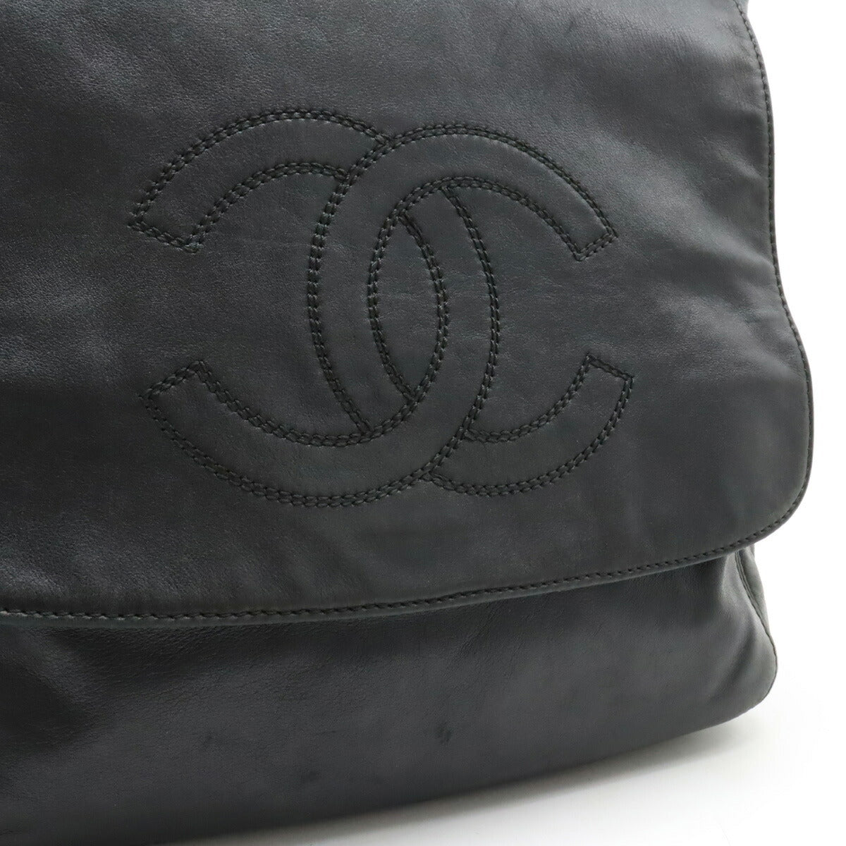 Chanel Leather Coco Mark Shoulder Bag Black in Good Condition