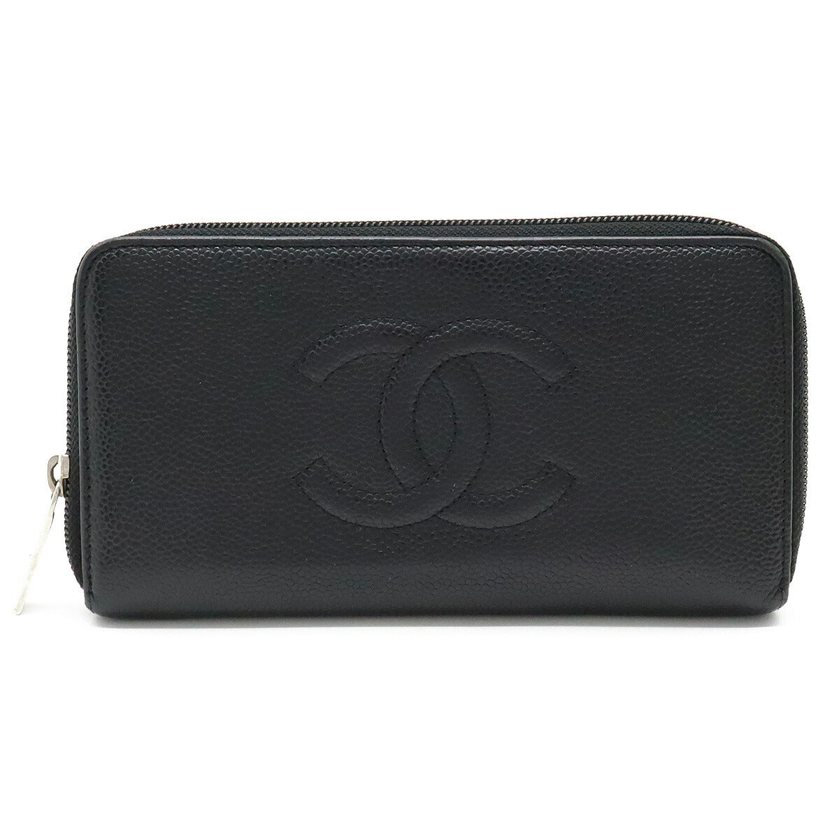 Chanel Caviar Skin Coco Mark Long Wallet Black