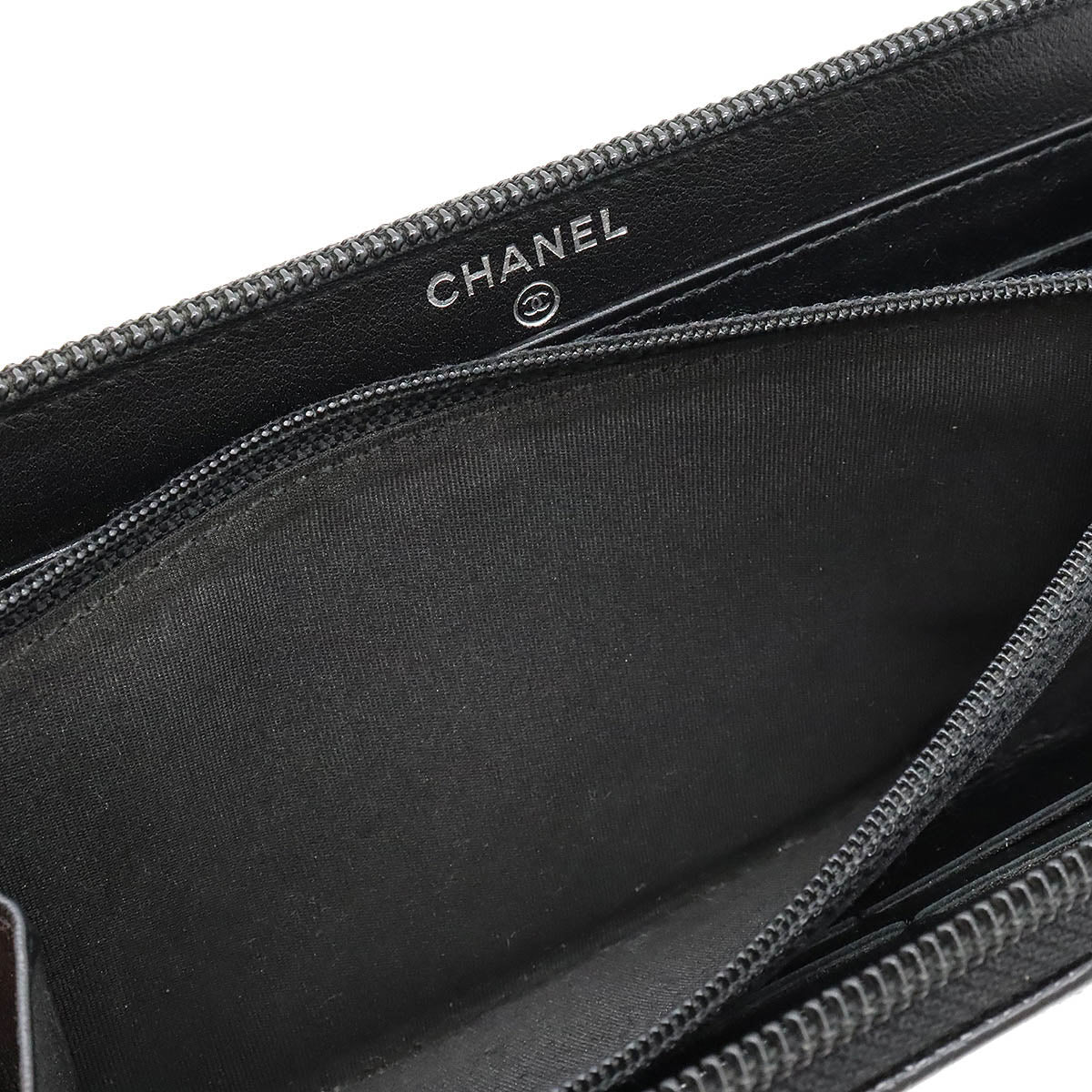 Chanel Caviar Skin Coco Mark Long Wallet Black