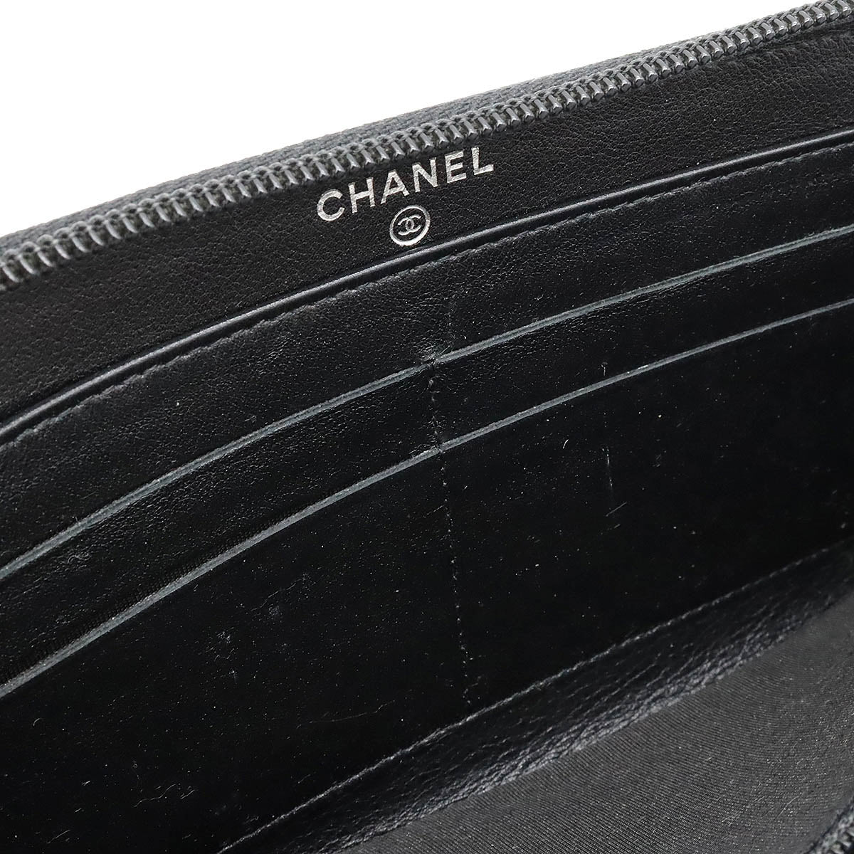 Chanel Caviar Skin Coco Mark Long Wallet Black