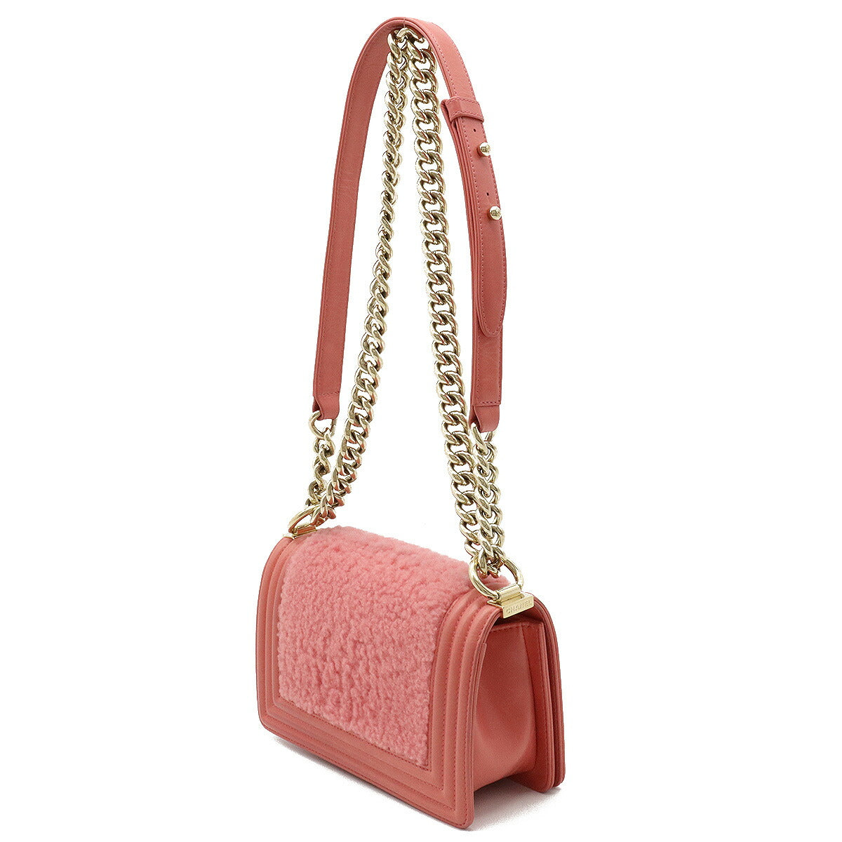 Chanel Boy Shearling Leather Chain Bag