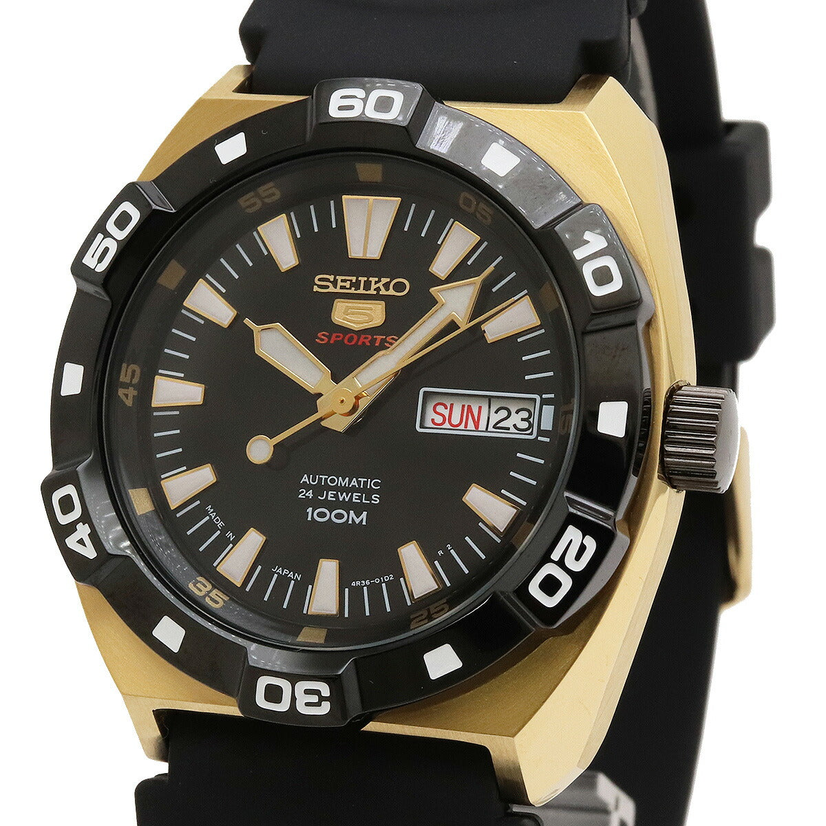 Seiko 5 Sports Automatic Watch Black Dial Rubber Strap SRP288J1