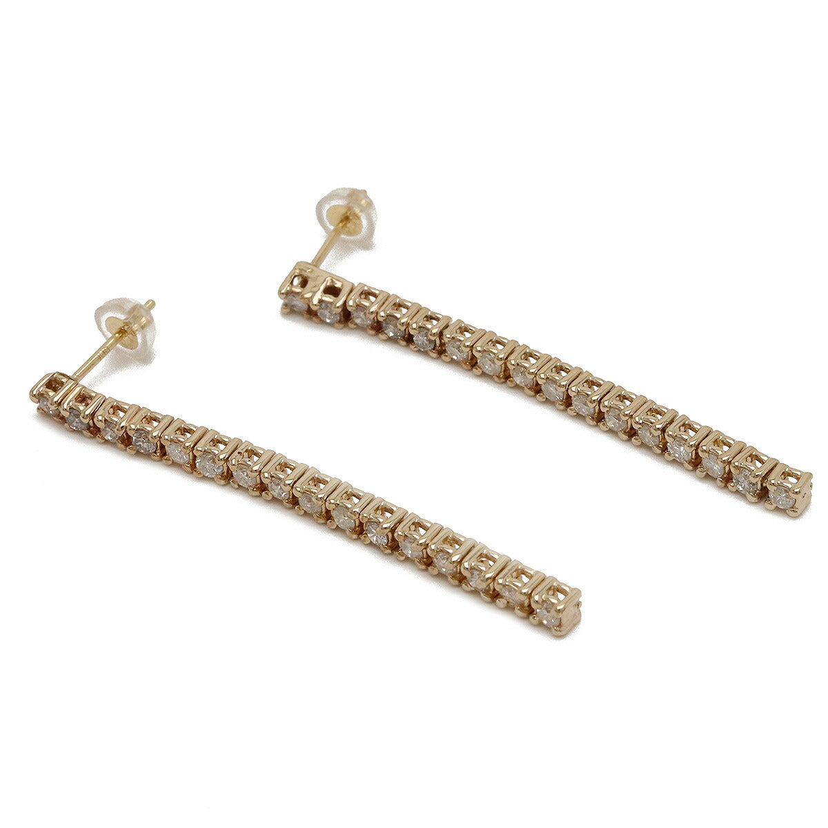 Diamond Chain Earrings K18YG Yellow Gold