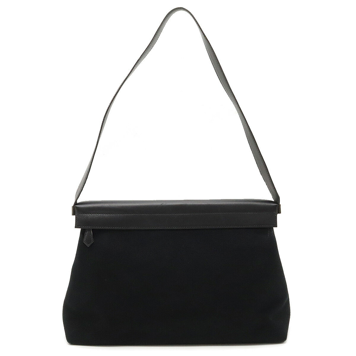 Hermes Canvas Leather Shoulder Bag Black