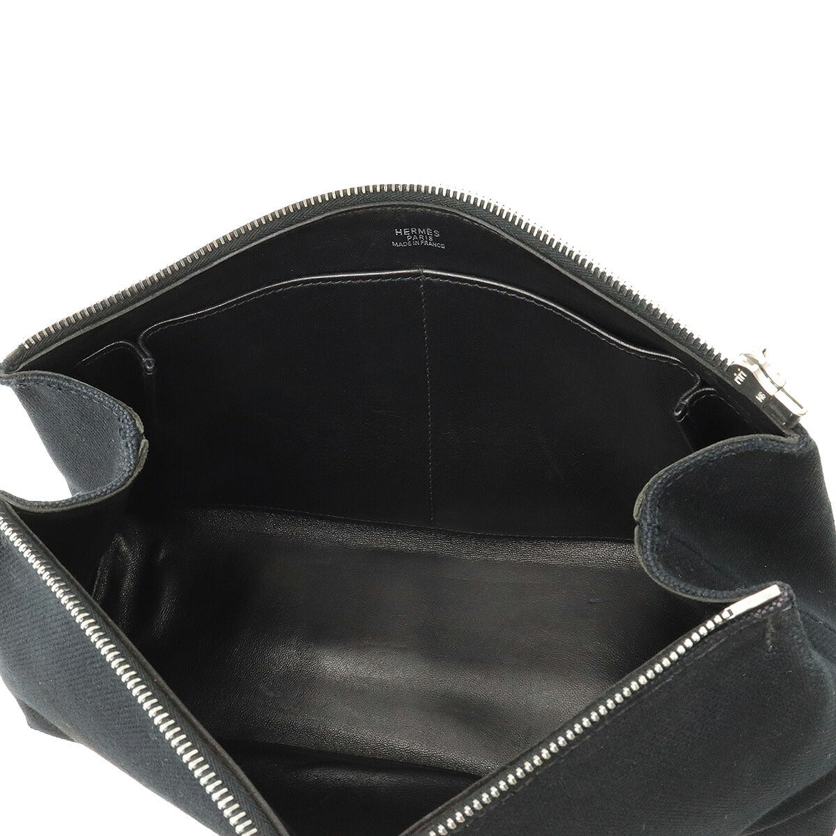 Hermes Canvas Leather Shoulder Bag Black in Very Good Condition