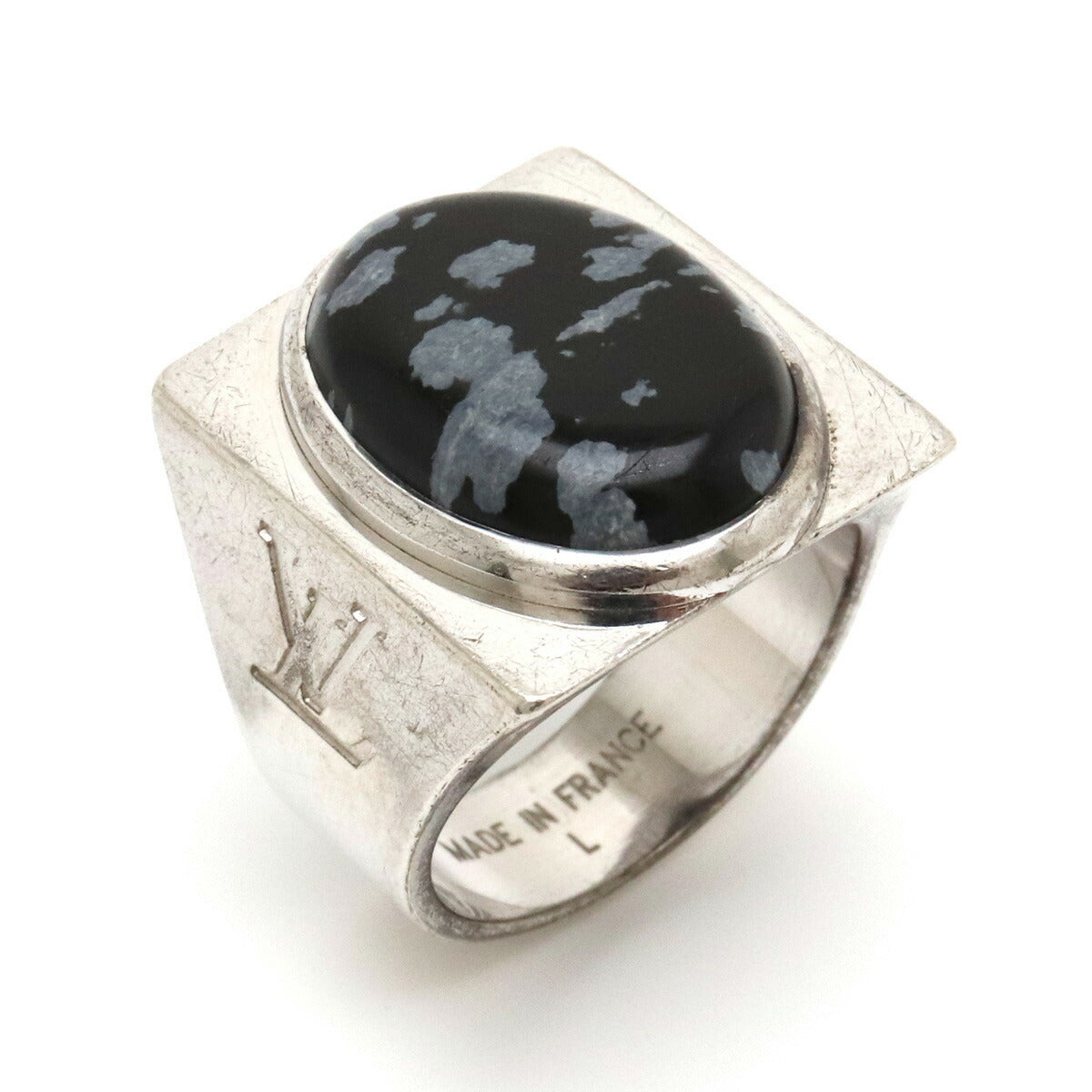 Louis Vuitton Silver Obsidian Ring M64903