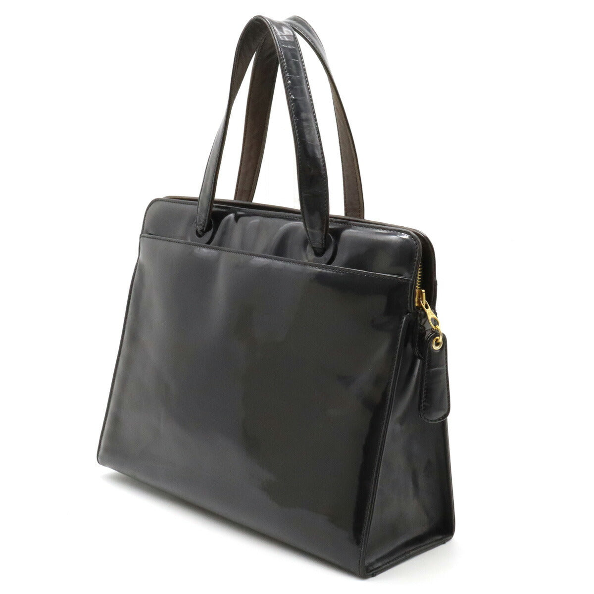 Chanel Logo Patent Leather Tote Bag Black