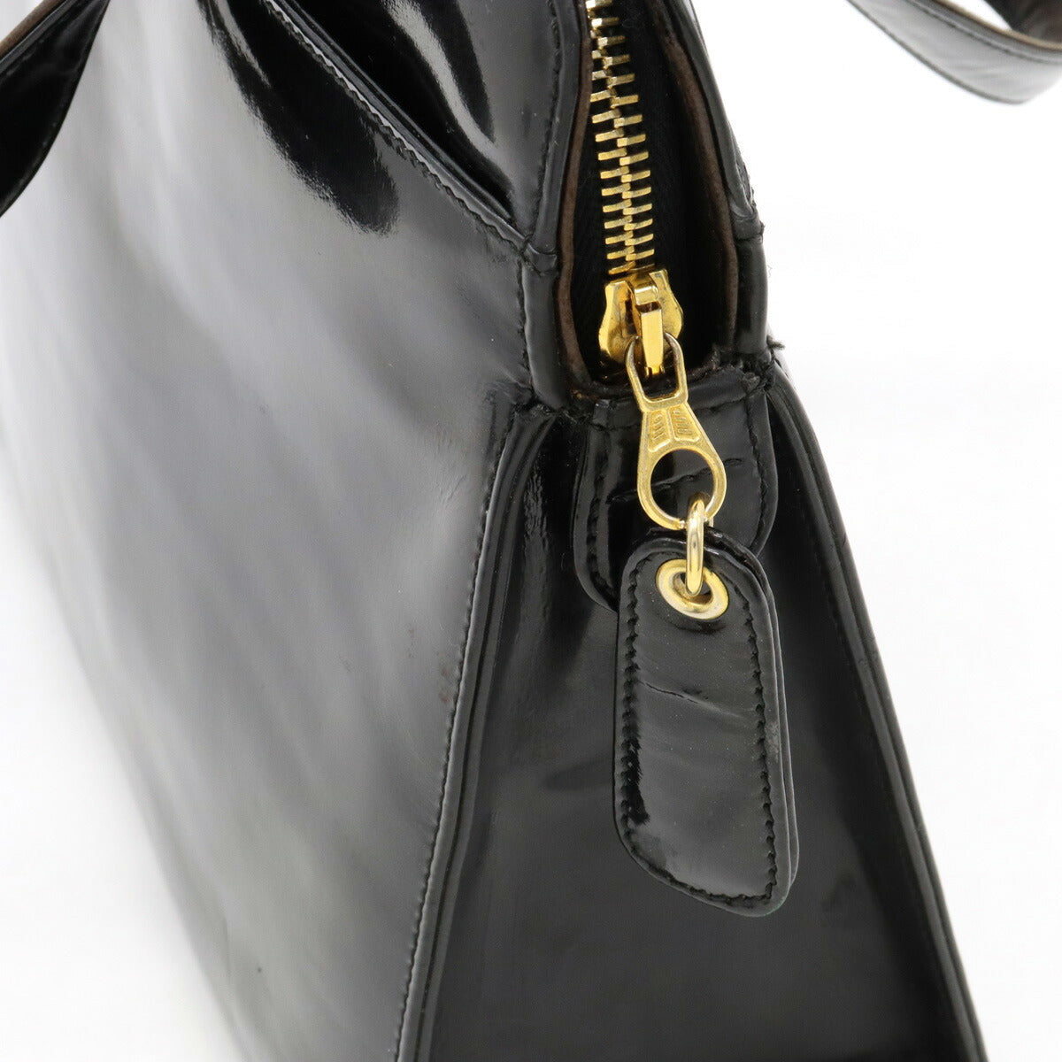 Chanel Logo Patent Leather Tote Bag Black