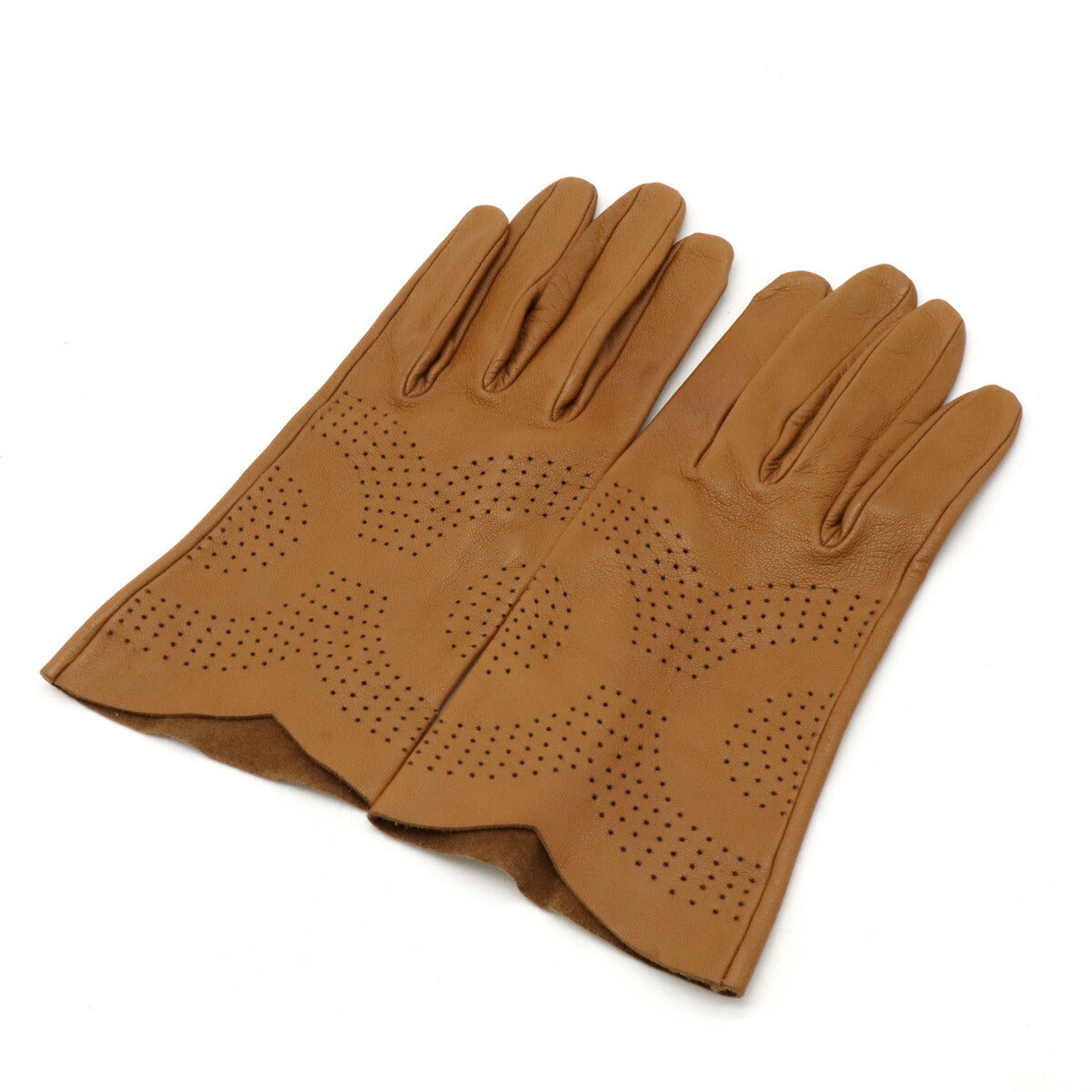 Hermes Leather Punching Gloves Brown