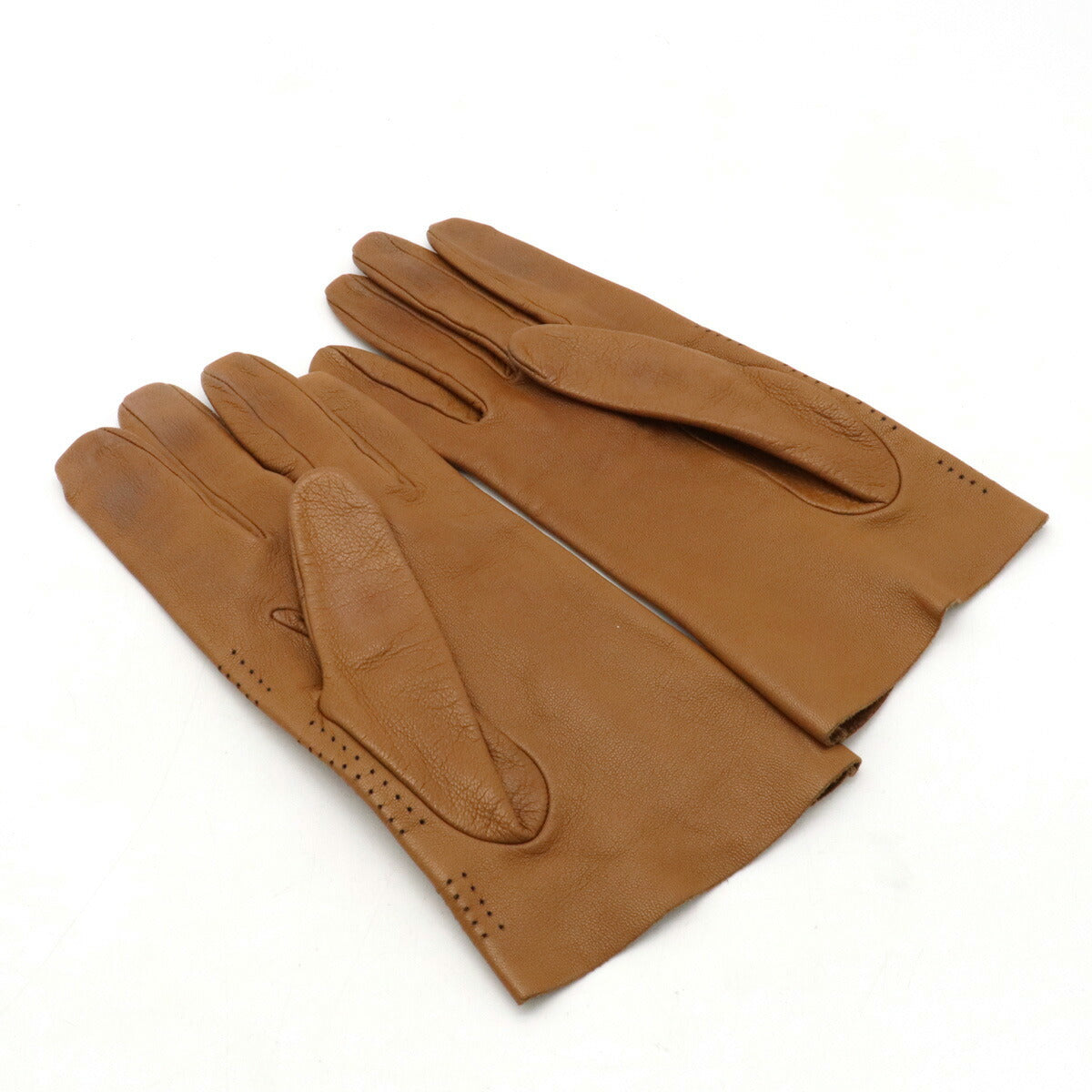 Hermes Leather Punching Gloves Brown