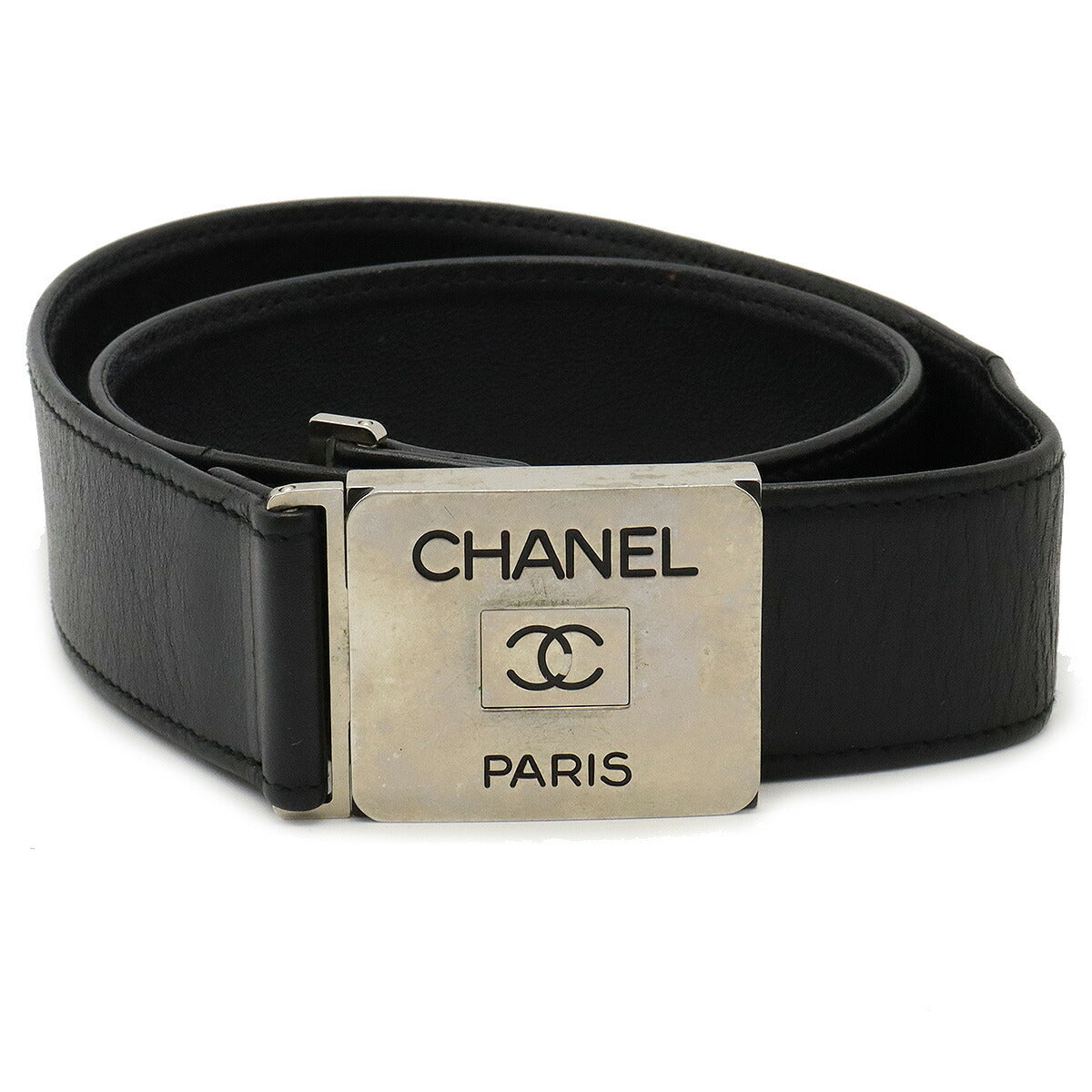 Chanel Leather Coco Mark Belt Black