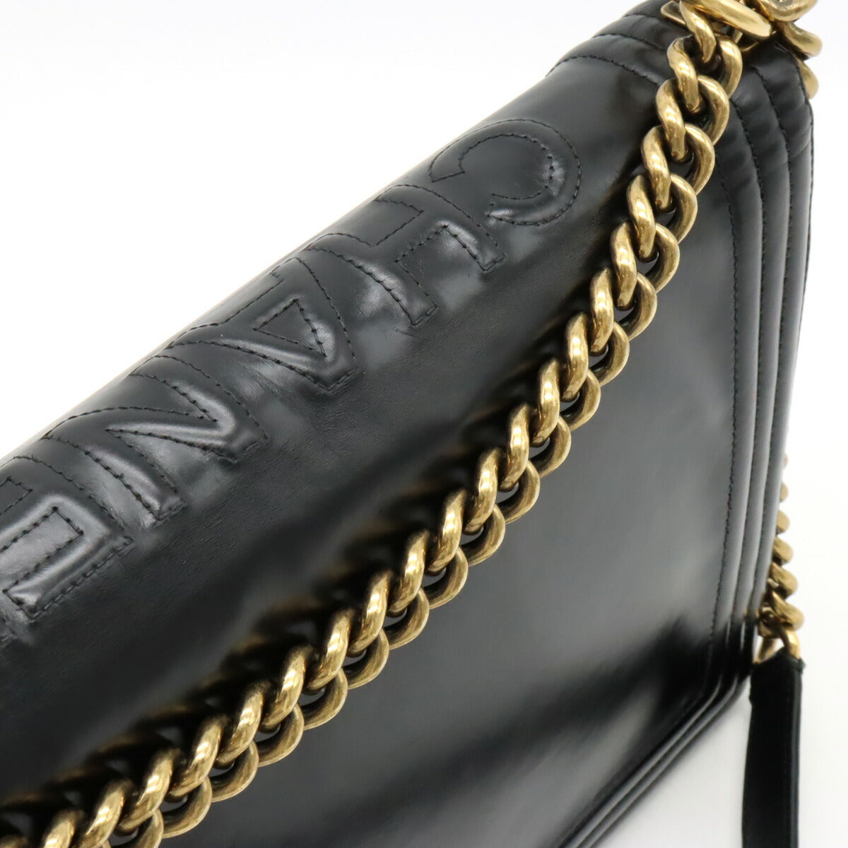 Chanel Boy Leather Shoulder Bag Black