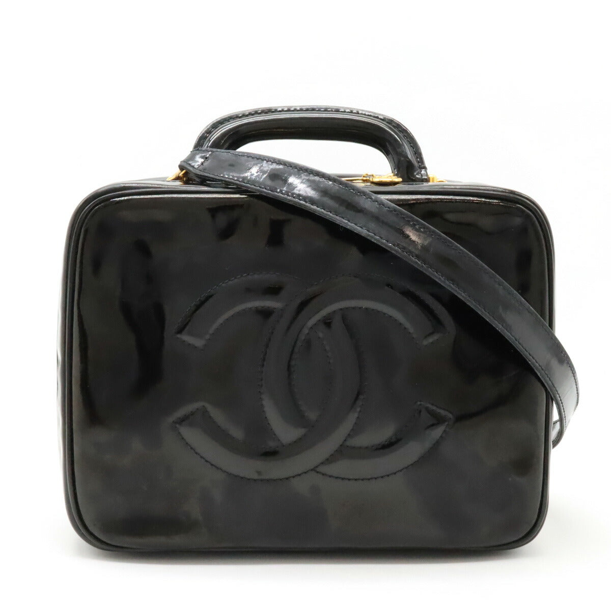 Chanel Vanity Bag Patent Leather Black