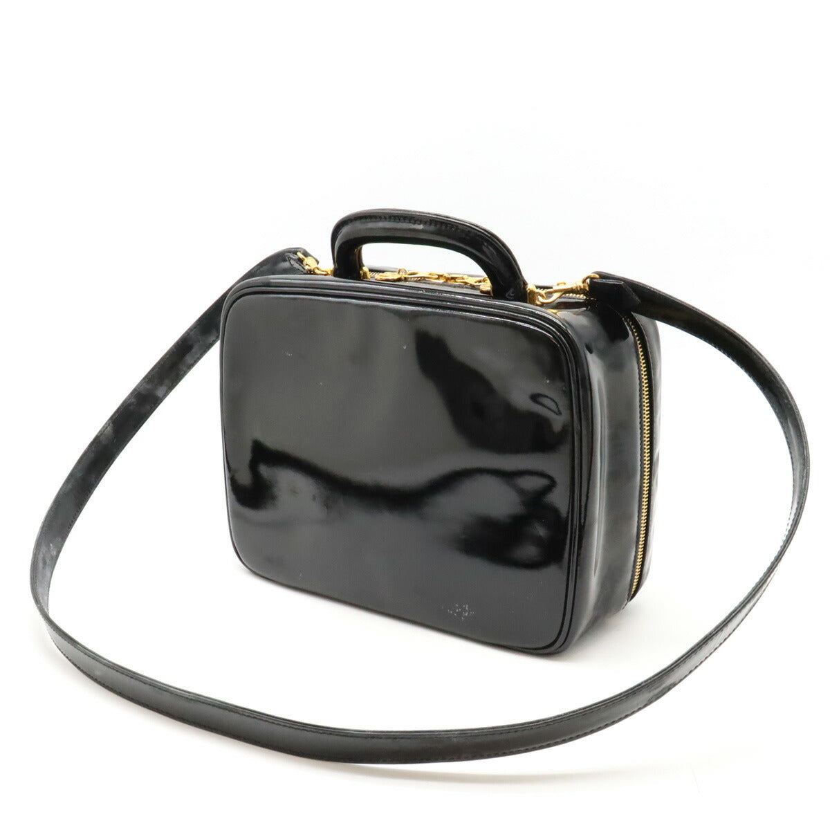 Chanel Vanity Bag Patent Leather Black