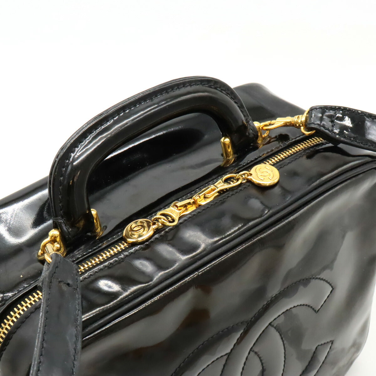 Chanel Vanity Bag Patent Leather Black