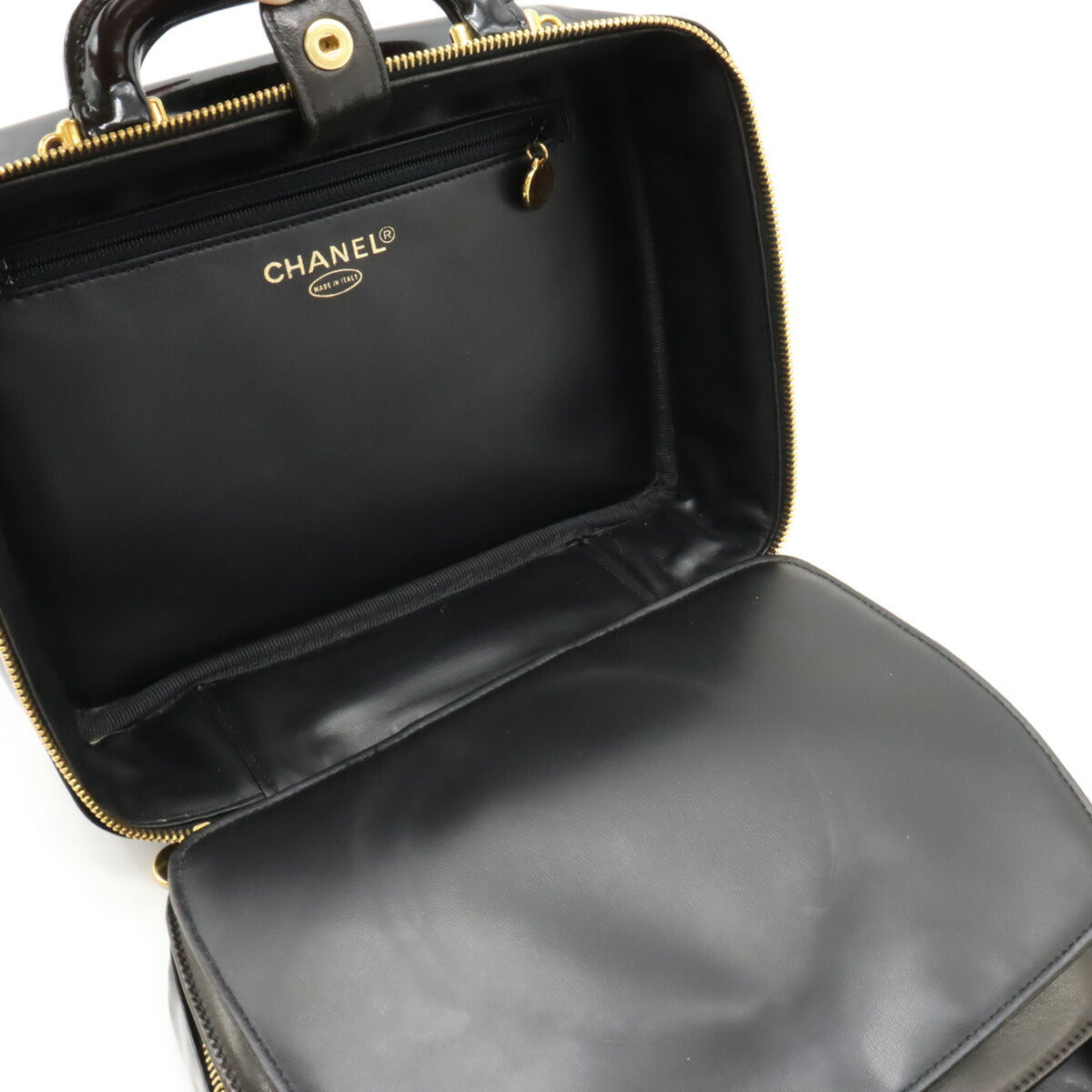 Chanel Vanity Bag Patent Leather Black