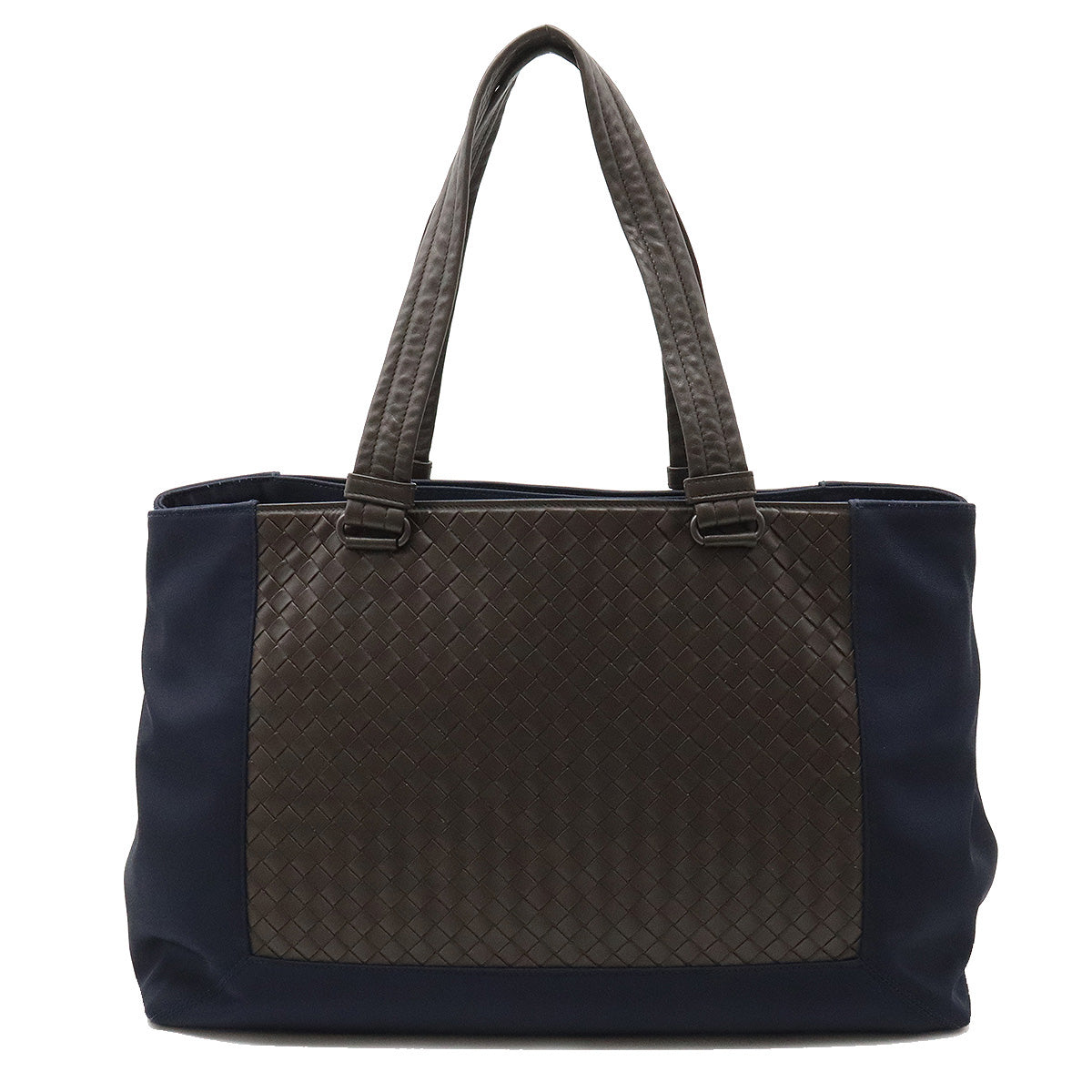 Bottega Veneta Intrecciato Nylon Canvas Leather Tote in Very Good Condition