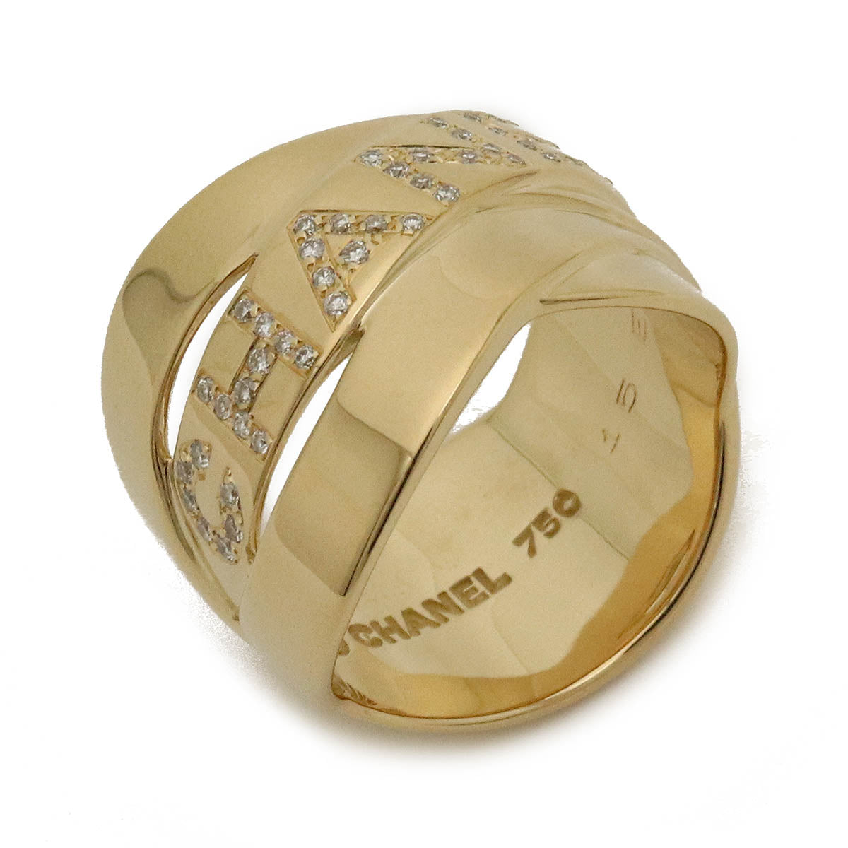 Chanel Logo Ring K18YG Diamond